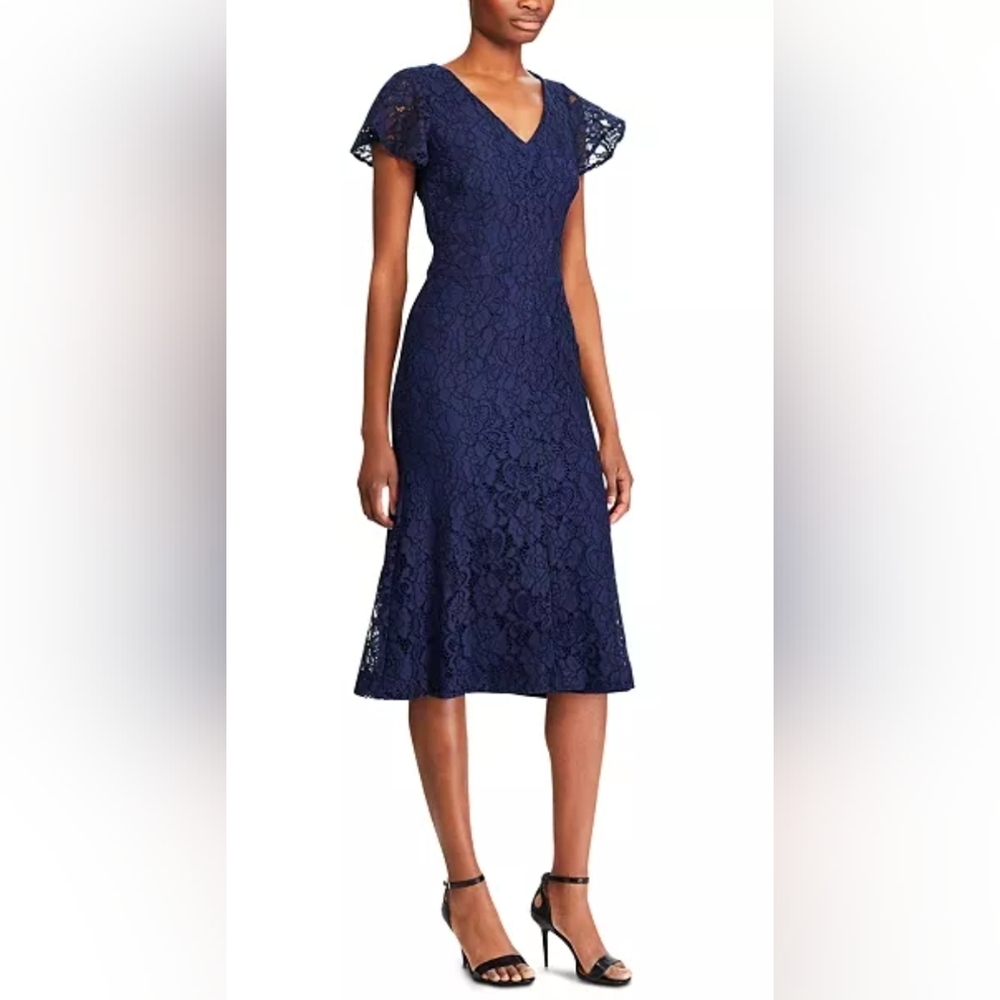 Ralph Lauren Short-Sleeve Scalloped Lace Dress